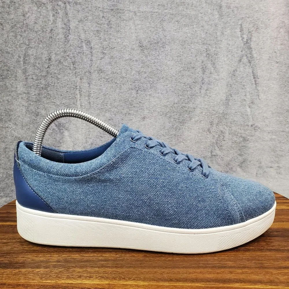 Fitflop Shoes Women's 9 Blue Denim Rally Low Top Lace Up Athletic Sneakers